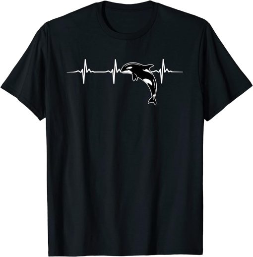 Funny Orca Heartbeat Design Killer Whale T-Shirt
