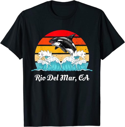 Vintage Port Watsonville CA Distressed Orca Killer Whale Art T-Shirt