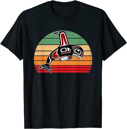Vintage Killer Whale Orca Pacific NW Native American Indian T-Shirt