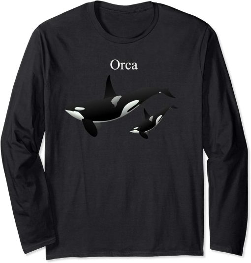 Mama and Baby Orca Long Sleeve Shirt Whale Lover