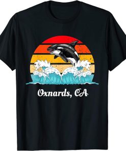 Vintage Oxnards CA Distressed Orca Killer Whale Art T-Shirt