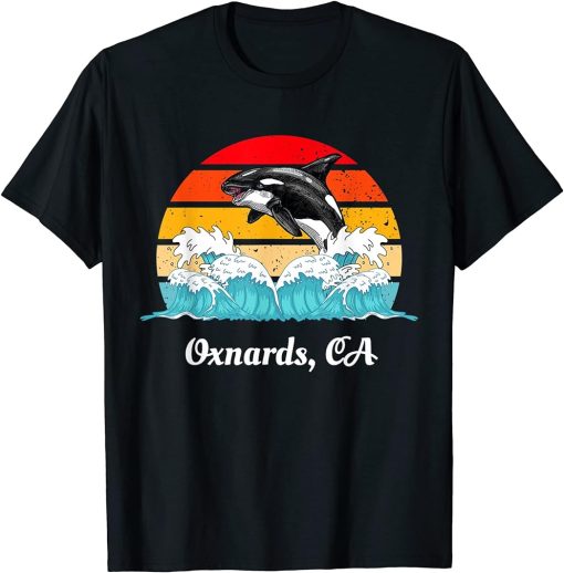 Vintage Oxnards CA Distressed Orca Killer Whale Art T-Shirt