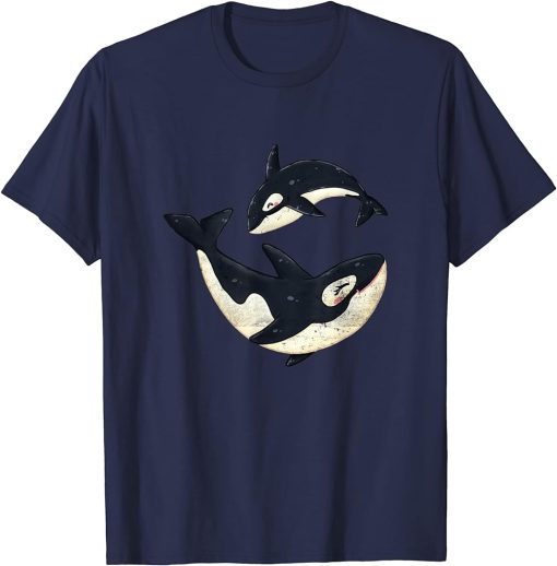Cute Dolphins Whales Orca Whale Design Orcas Boys Girls T-Shirt