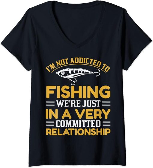 Womens Fishing Rods Lovers | Funny Fishing Sayings | Funny Fishing V-Neck T-Shirt