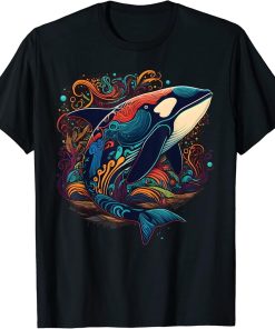 Colourful mystical orca whale watching dolphin pottwhale orca whale T-Shirt